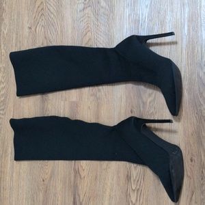 Black Stretchy Material Boots - Simmi London - Size 7 - worn a few times